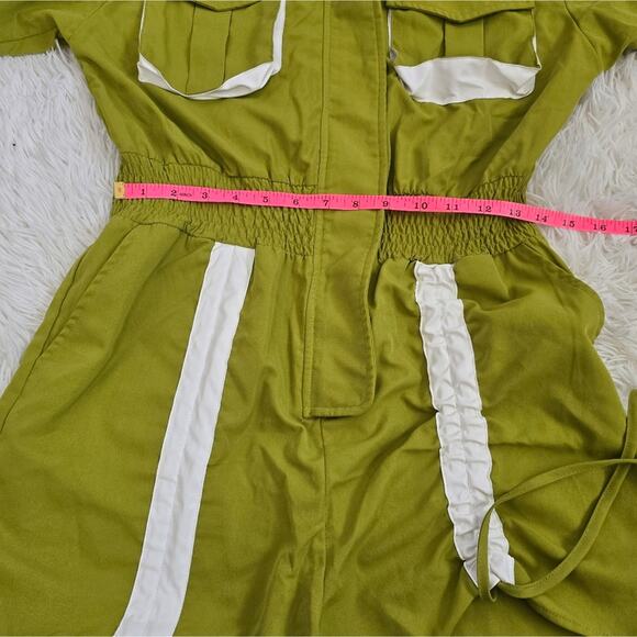AKIRA The Truth Chartreuse Ruched Utility Romper NWT Small - Picture 14 of 16